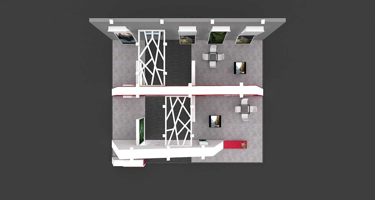 Exhibition Stall 3D Model 12 Mtr X 10 Mtr 3 Sides Open 3D model_14