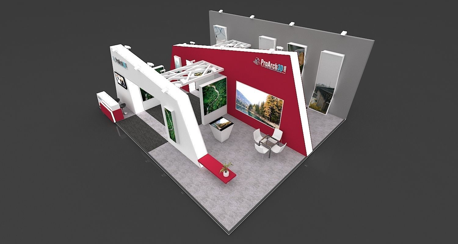 Exhibition Stall 3D Model 12 Mtr X 10 Mtr 3 Sides Open 3D model_5