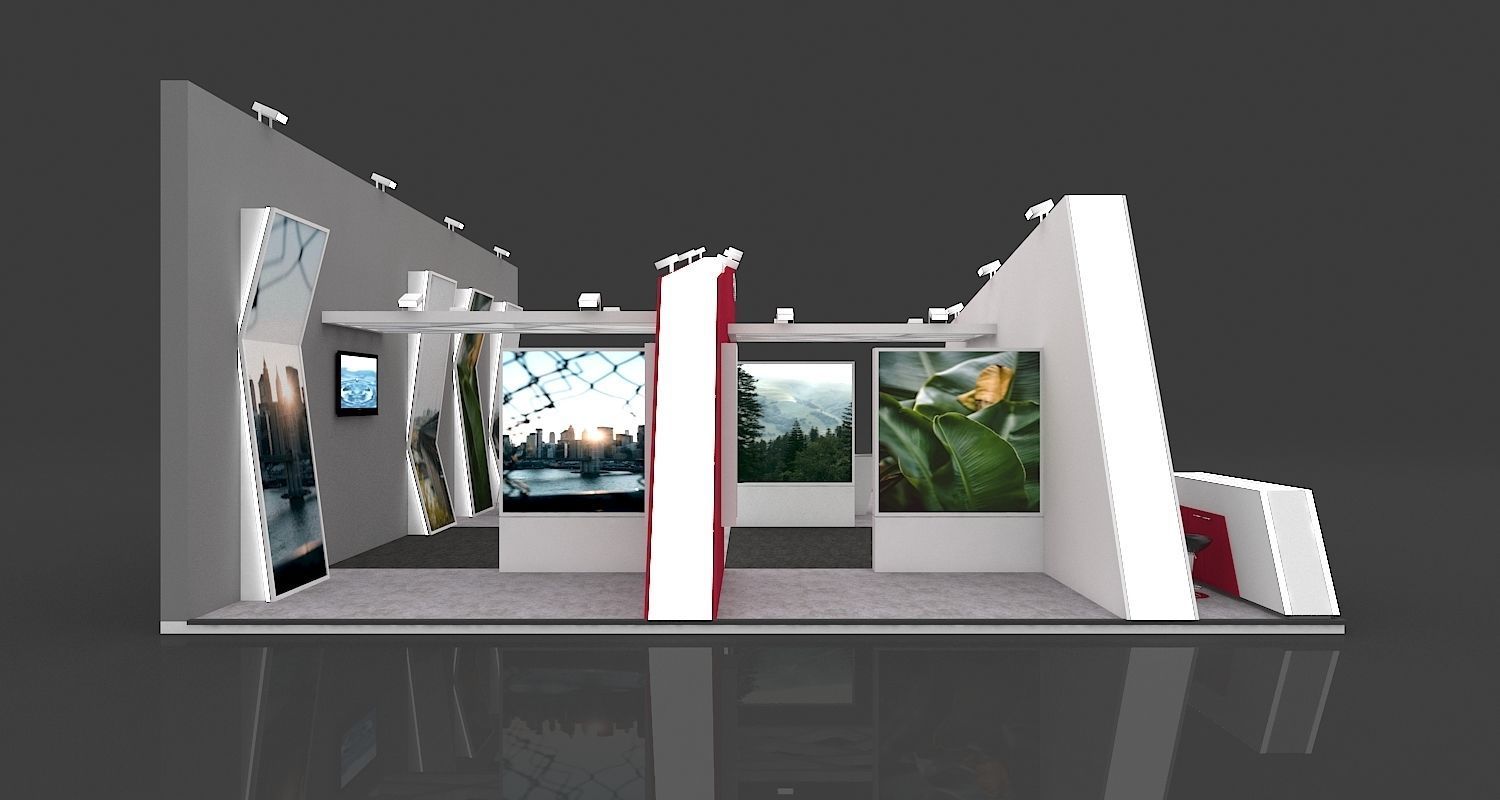Exhibition Stall 3D Model 12 Mtr X 10 Mtr 3 Sides Open 3D model_7