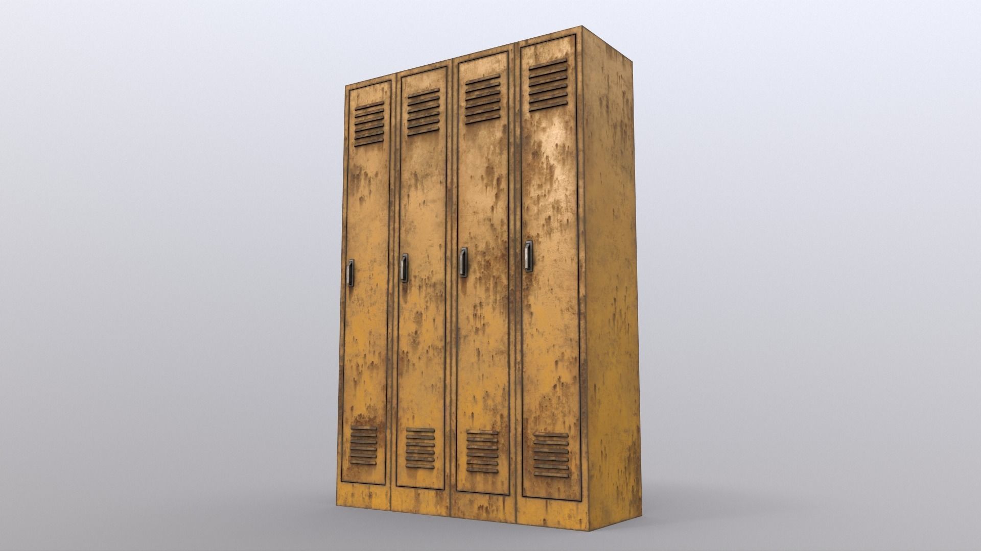 PBR School Gym Locker 02 - Yellow Low-poly 3D model_13