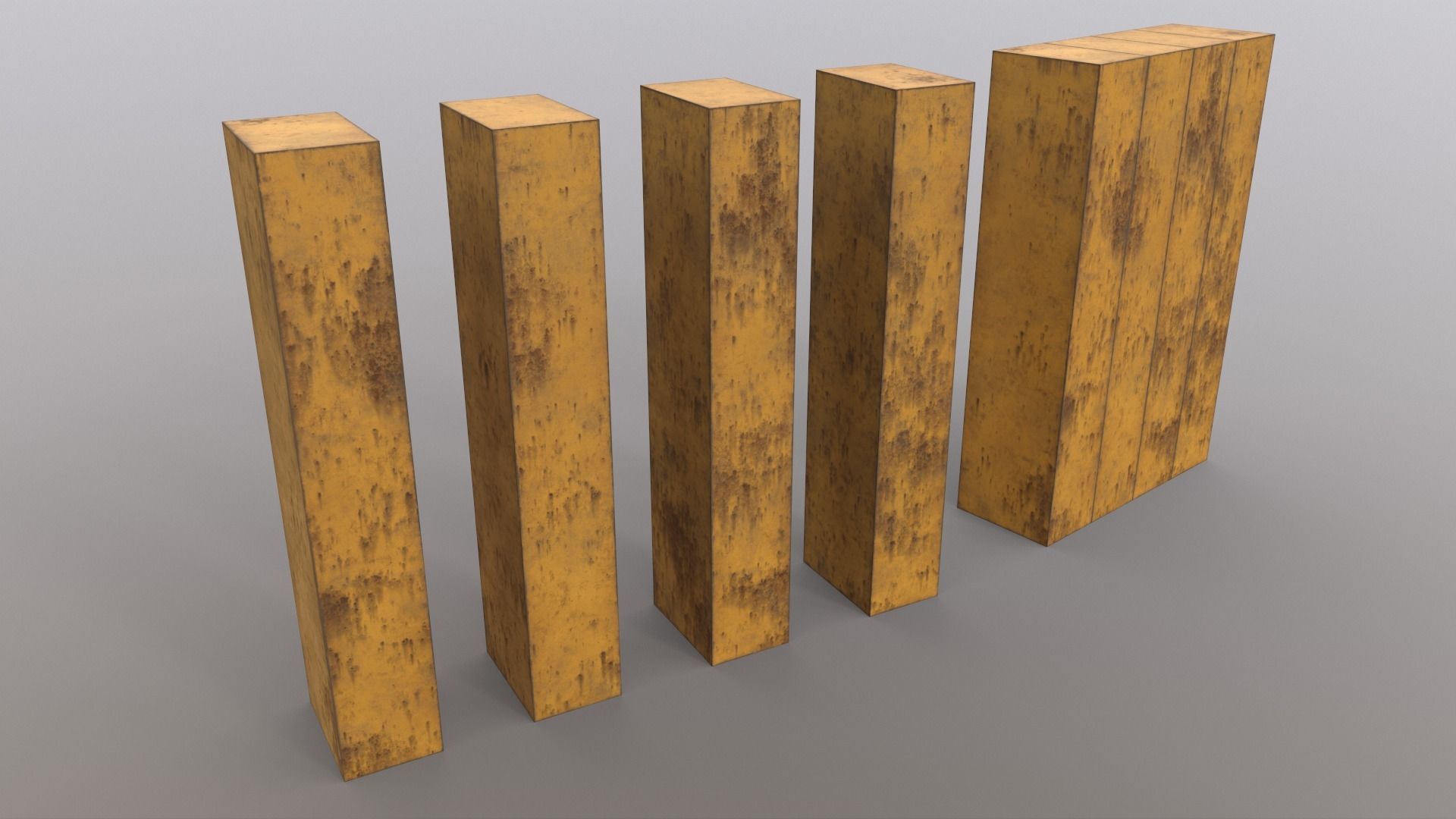 PBR School Gym Locker 02 - Yellow Low-poly 3D model_17