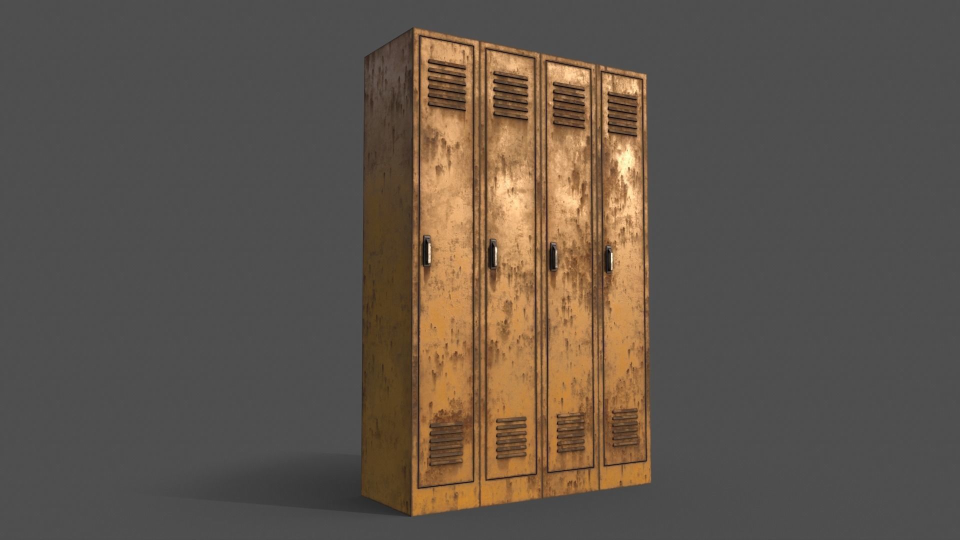 PBR School Gym Locker 02 - Yellow Low-poly 3D model_7