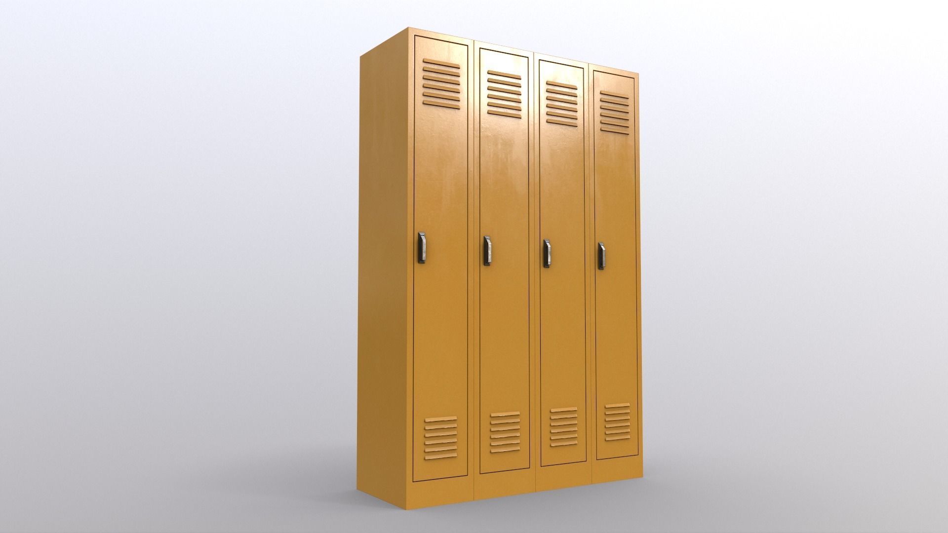 PBR School Gym Locker 02 - Yellow Low-poly 3D model_8