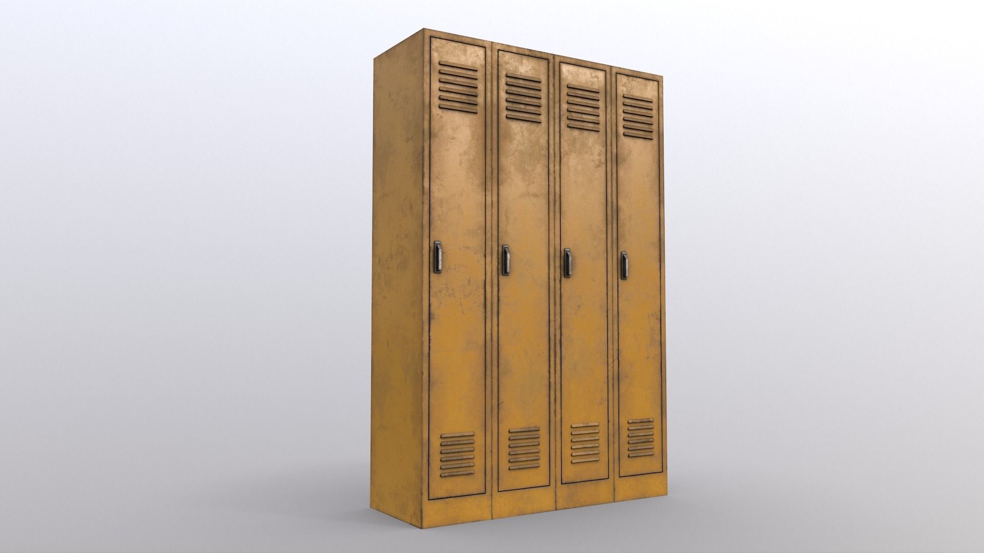 PBR School Gym Locker 02 - Yellow Low-poly 3D model_9