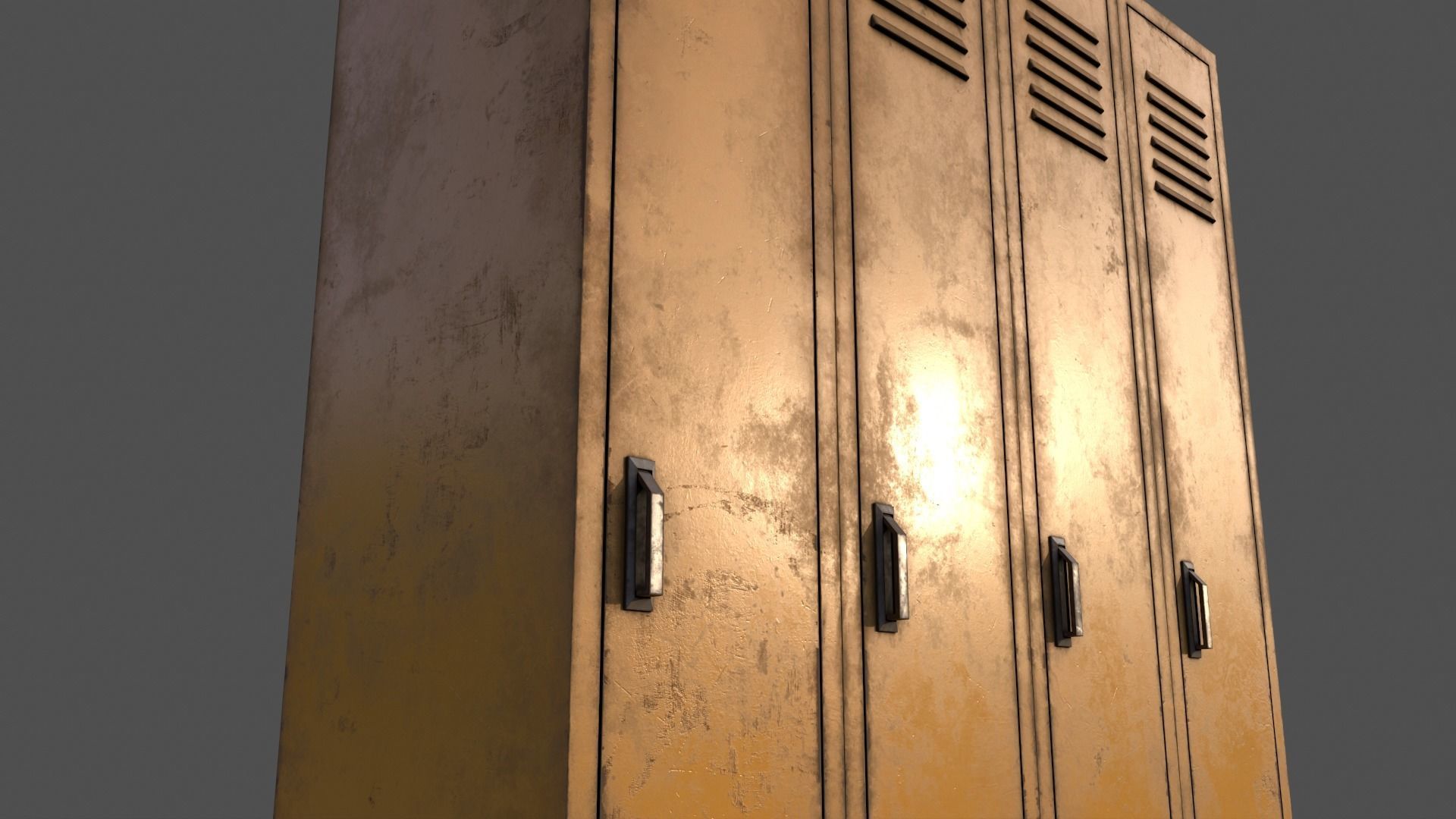 PBR School Gym Locker 02 - Yellow Low-poly 3D model_19