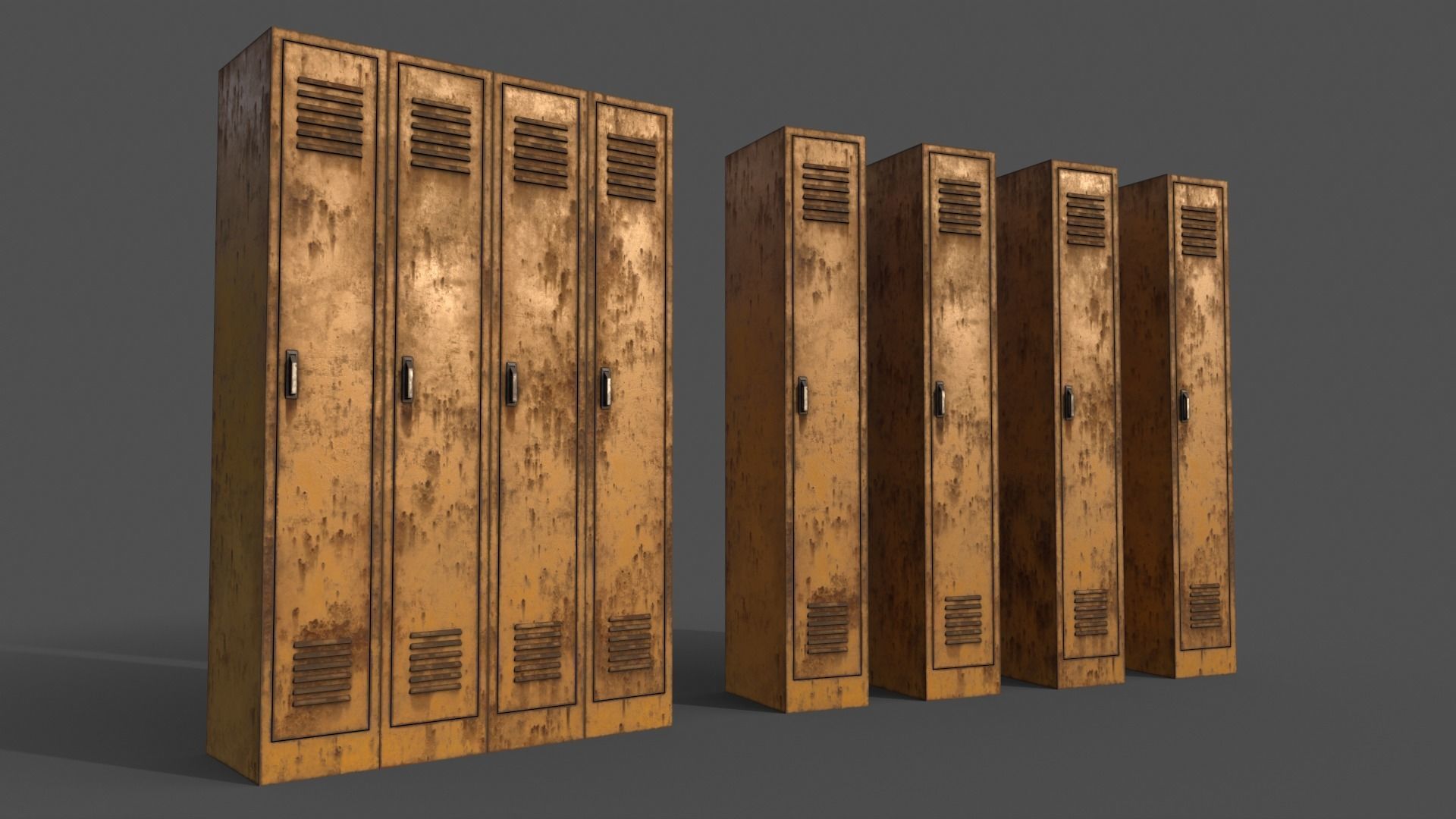 PBR School Gym Locker 02 - Yellow Low-poly 3D model_4