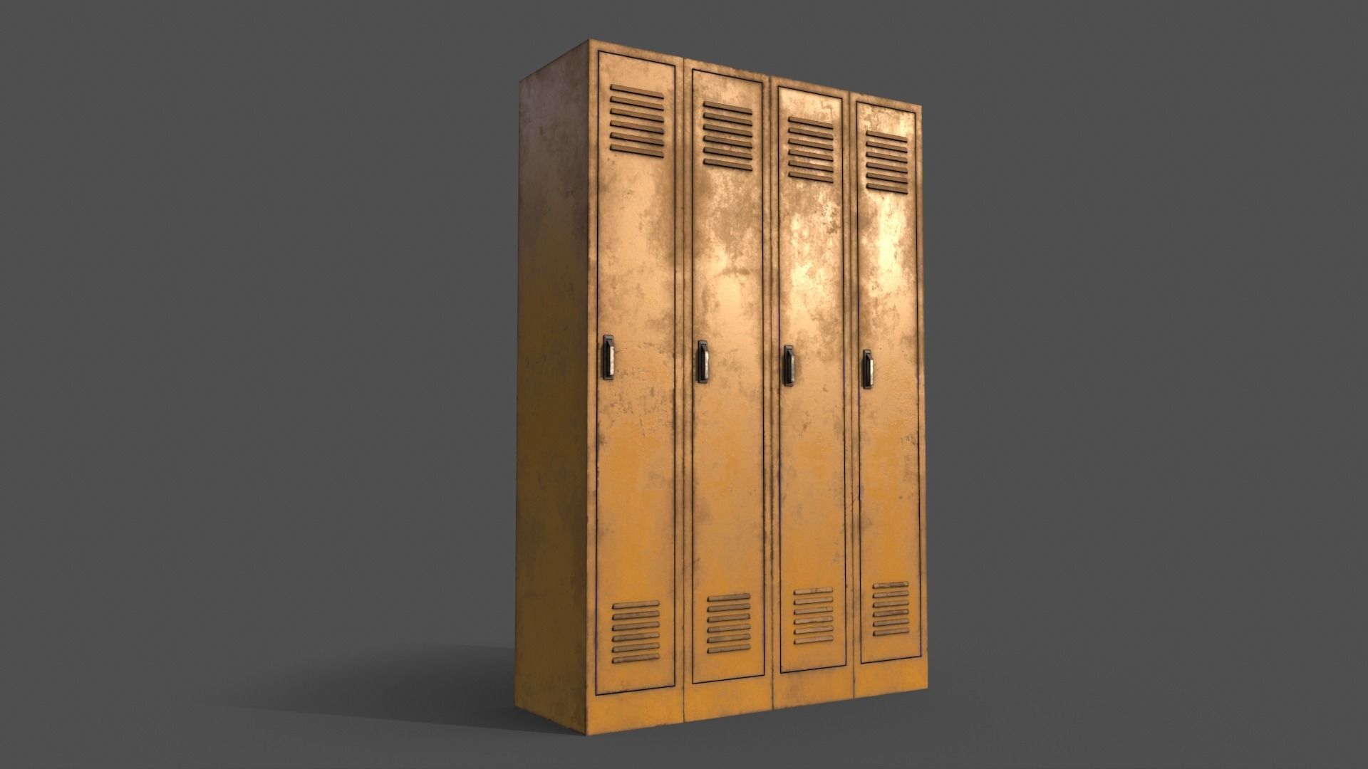 PBR School Gym Locker 02 - Yellow Low-poly 3D model_6