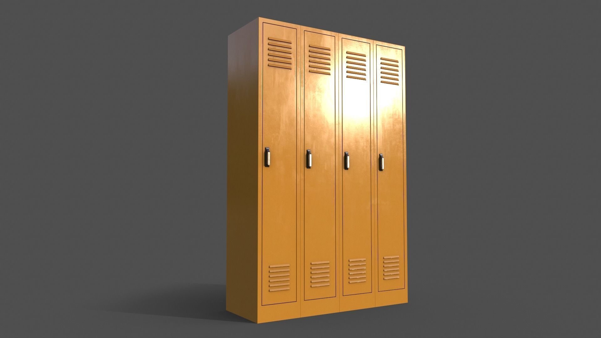 PBR School Gym Locker 02 - Yellow Low-poly 3D model_5