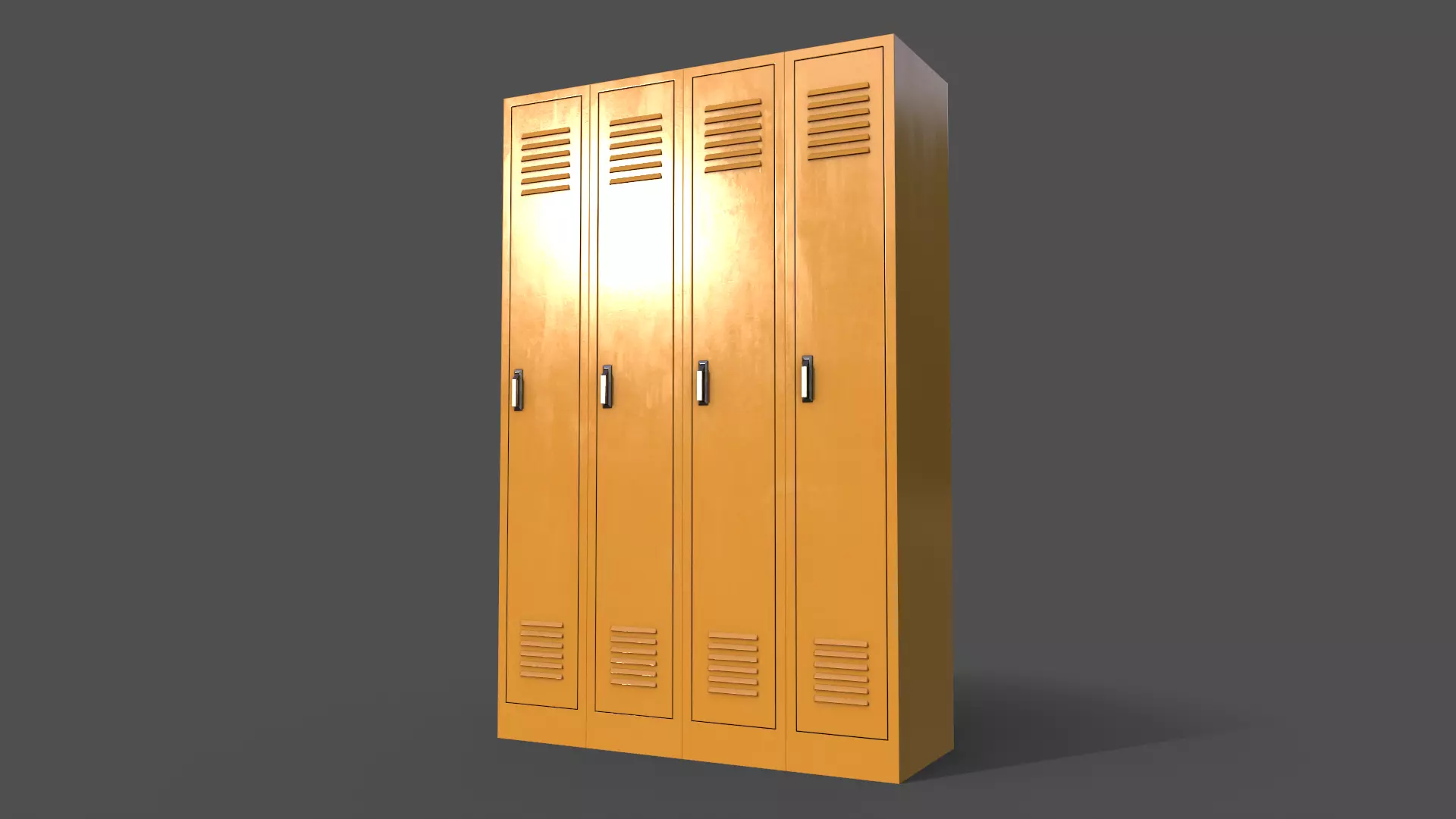 PBR School Gym Locker 02 - Yellow Low-poly 3D model_0