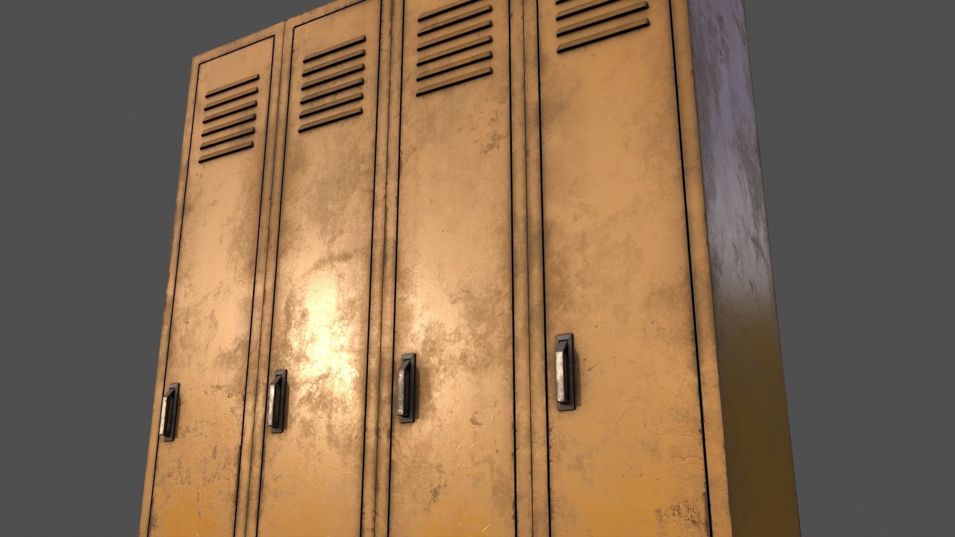 PBR School Gym Locker 02 - Yellow Low-poly 3D model_22