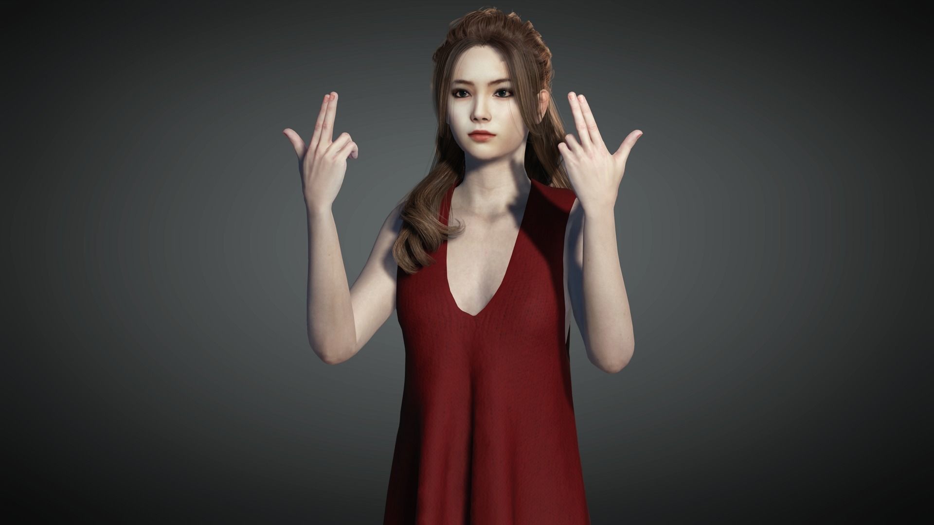 AAA Realistic Female Character 06 Low-poly 3D model_9