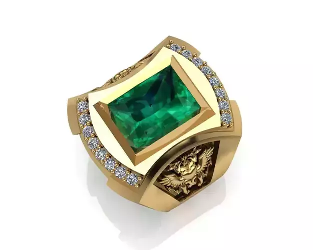 Emerald  and diamond ring