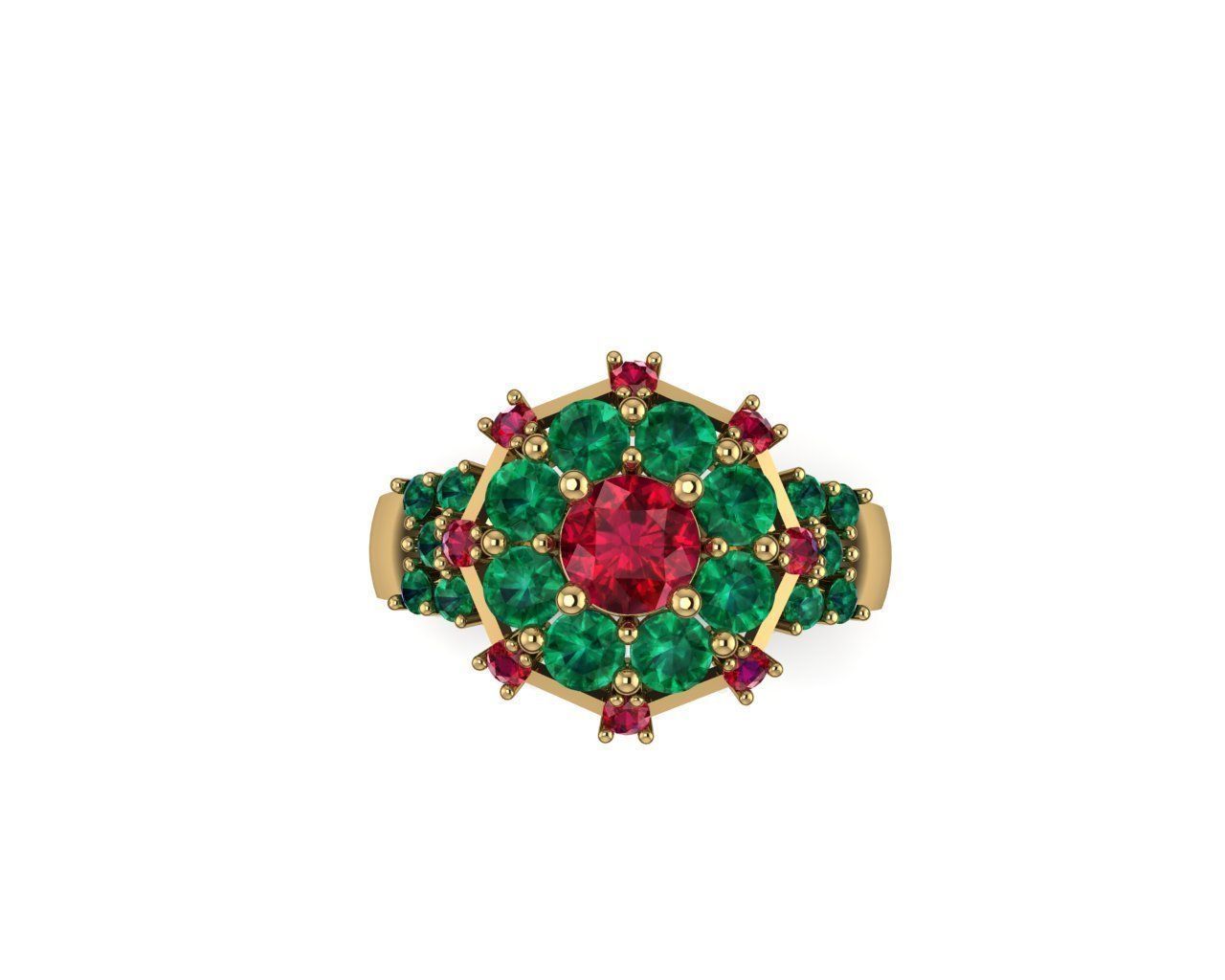 Ruby emerald fashion ring 3D print model_5