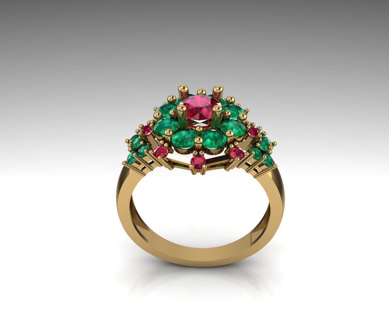 Ruby emerald fashion ring 3D print model_4