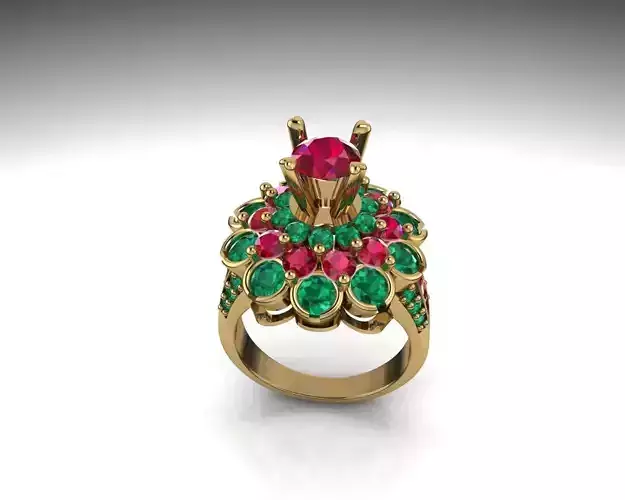 Ruby emerald classic luxury ring