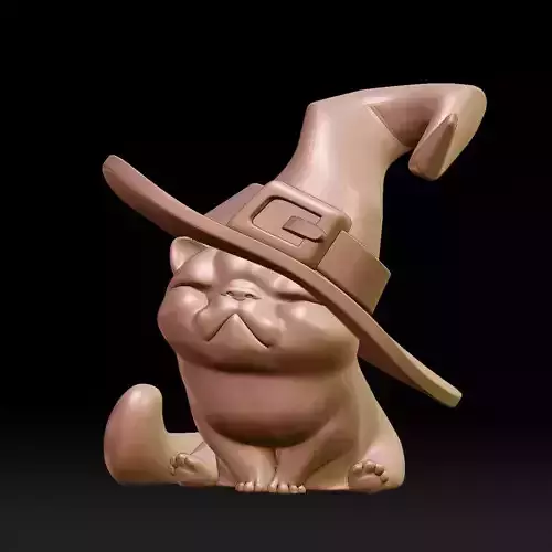 Cute Witch Kitten STL 3D print model