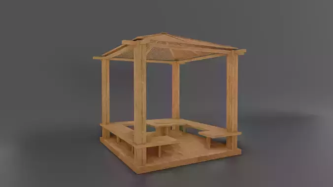 Wooden Gazebo 3D model
