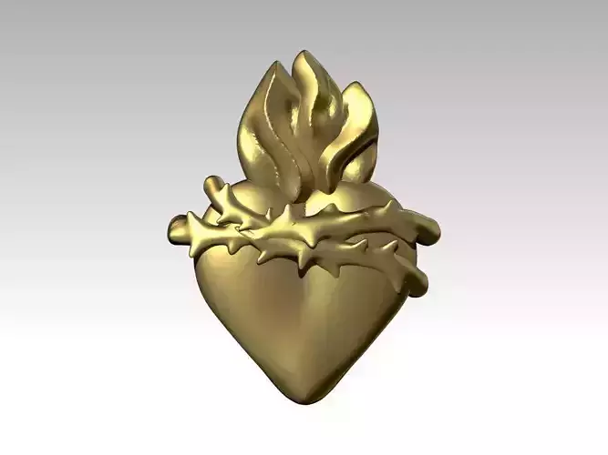 Heart gold with crown of thorns