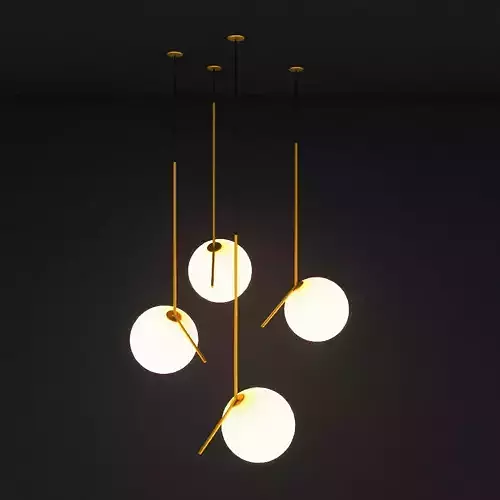 light pendant with four balls hanging from it