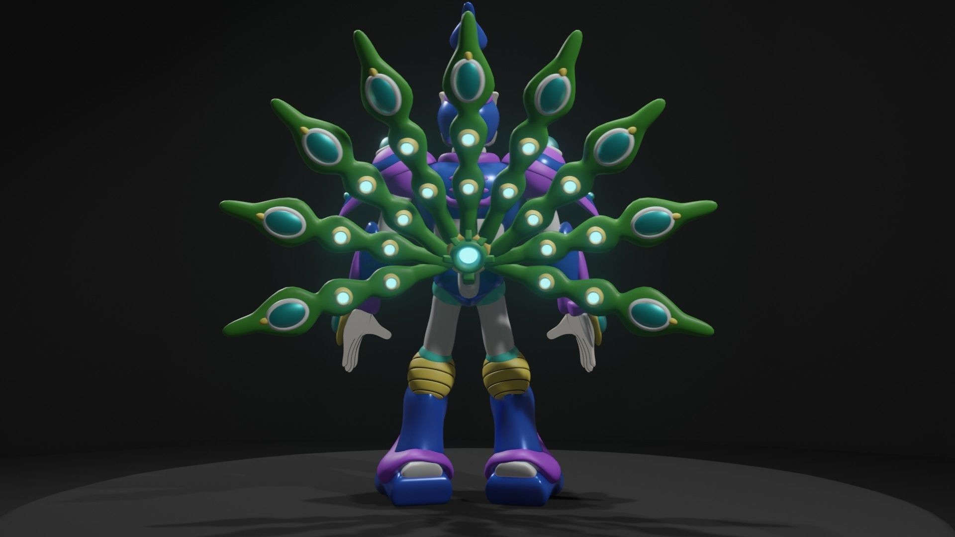 Cyber Peacock Low-poly 3D model_6