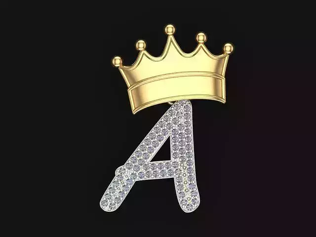 A pendant letter with crown embroidery design 3D print model