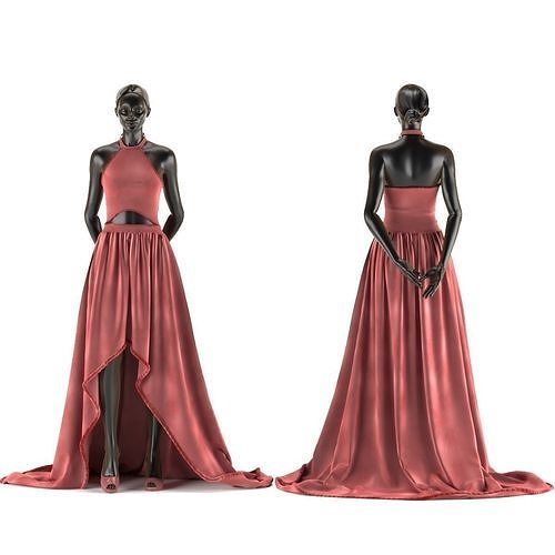 dress two statues of woman in 3D model