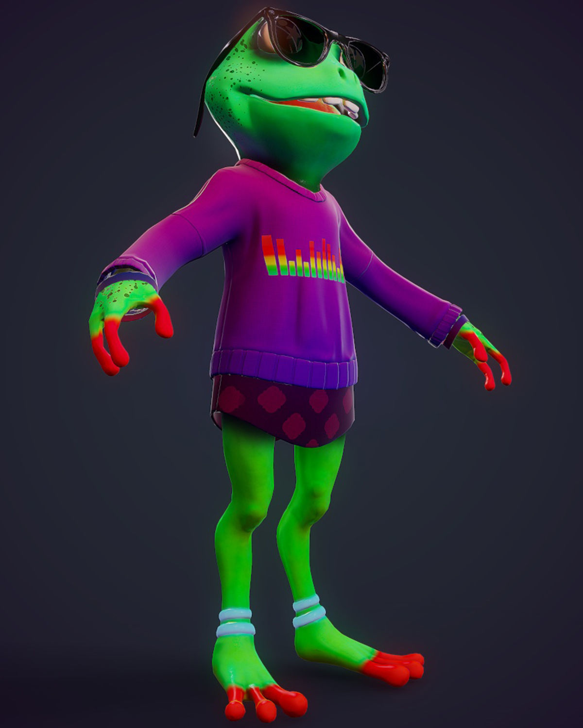 Stylized frog textures not included Free low-poly 3D model_6