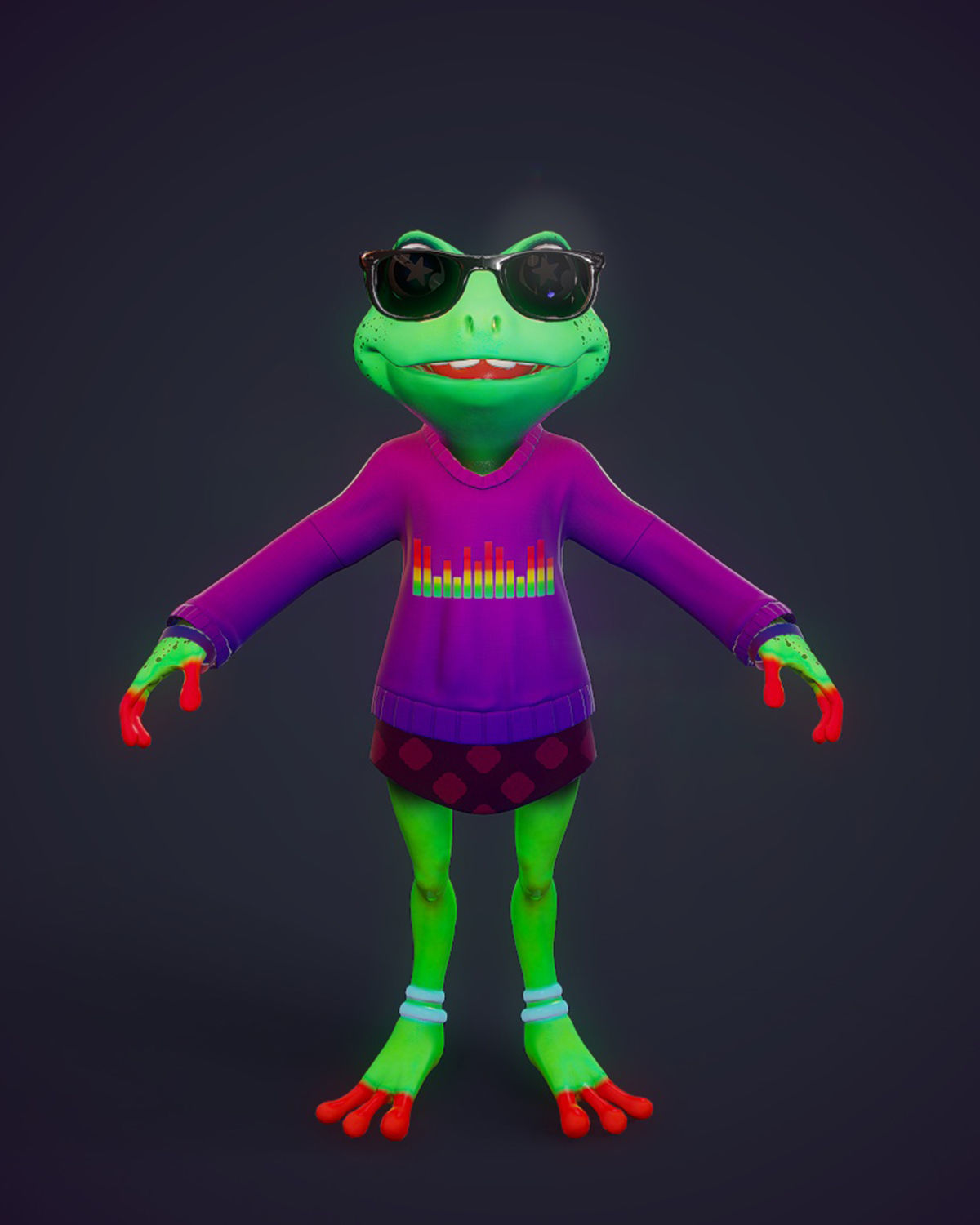 Stylized frog textures not included Free low-poly 3D model_4