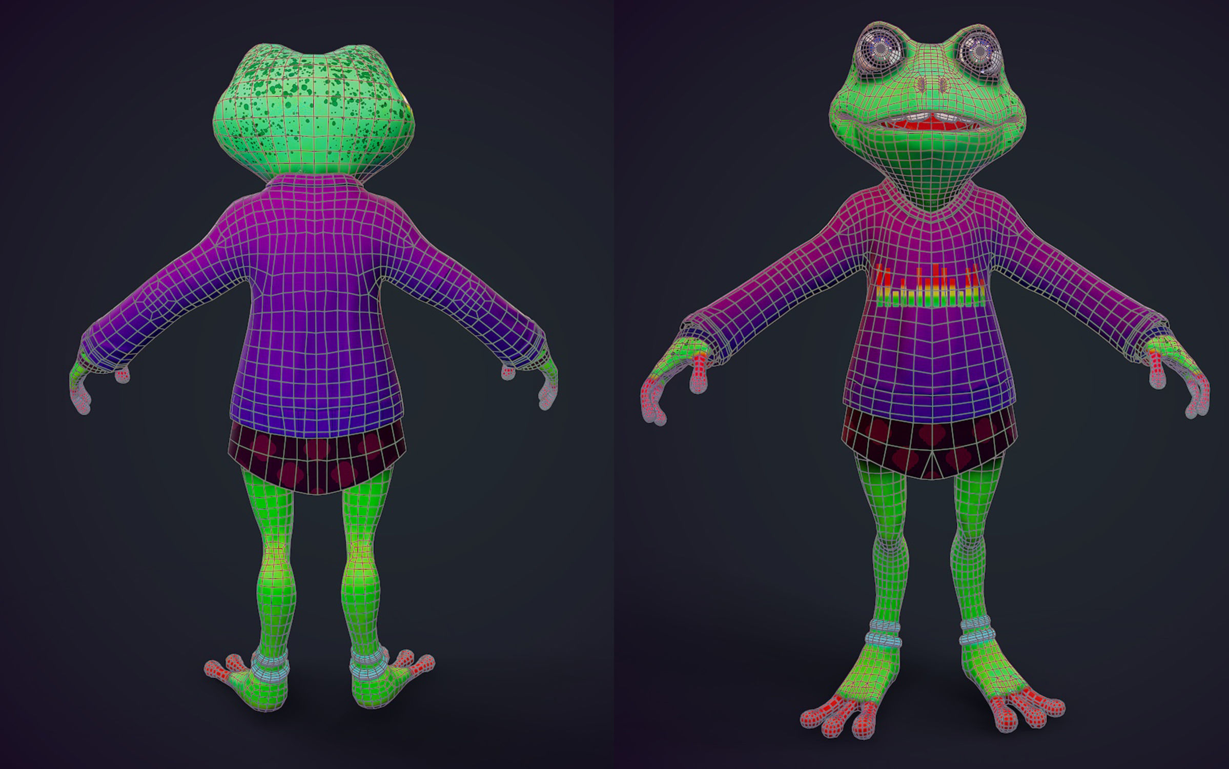 Stylized frog textures not included Free low-poly 3D model_3