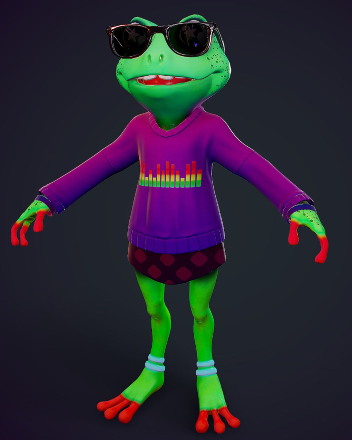Stylized frog textures not included Free low-poly 3D model_7