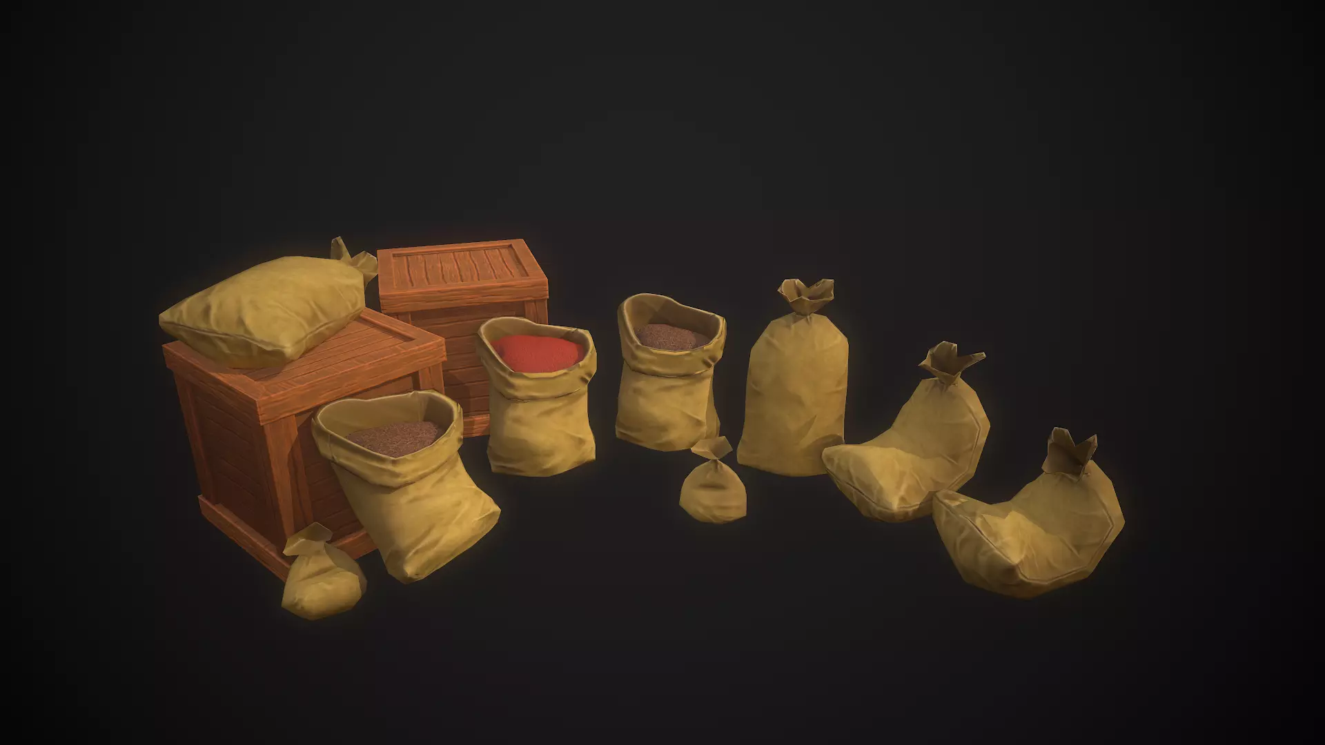 Stylized Storage Assets Low-poly 3D model