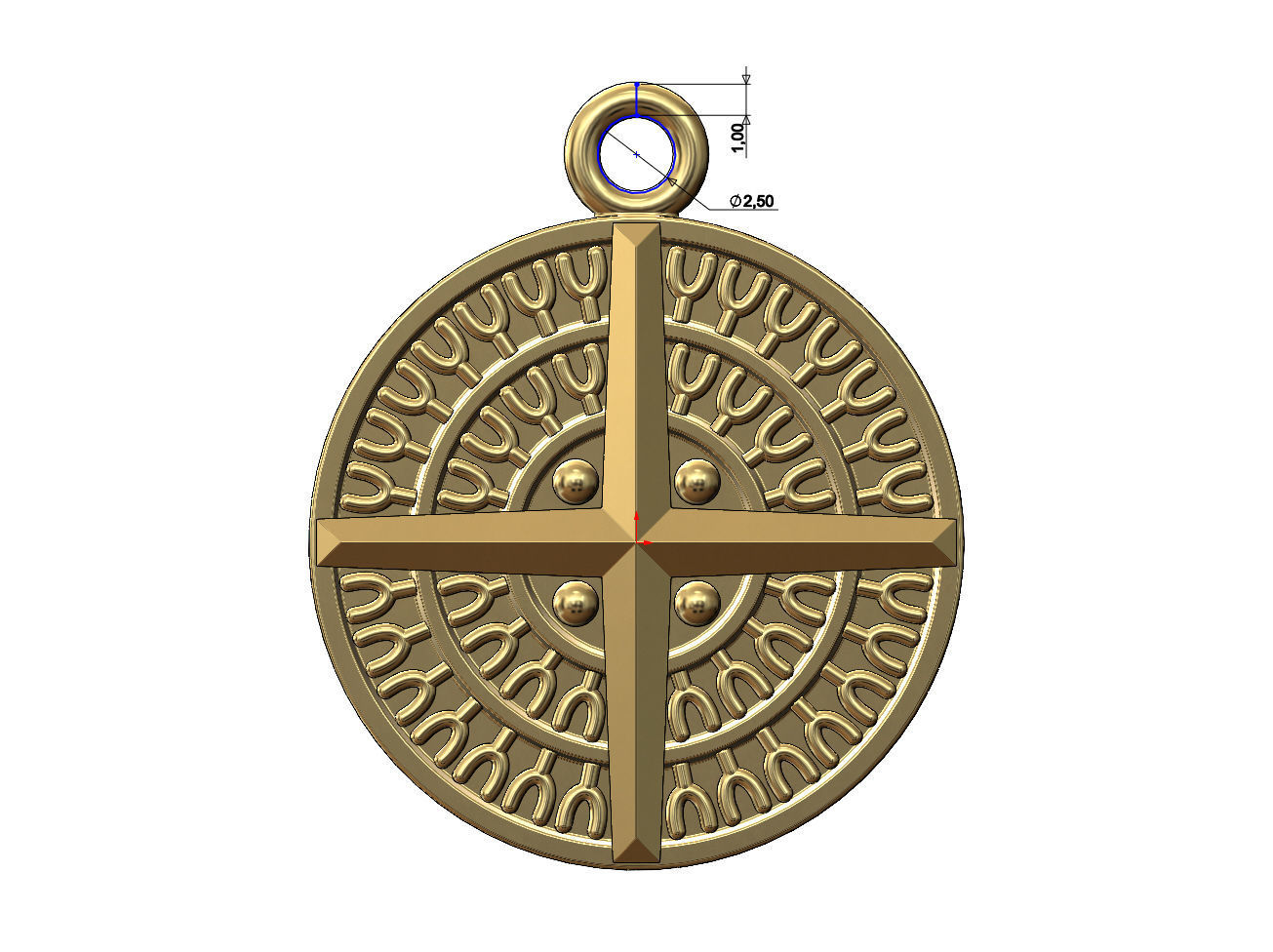 Viking compass pendant and bracelet charm 3D print model_8
