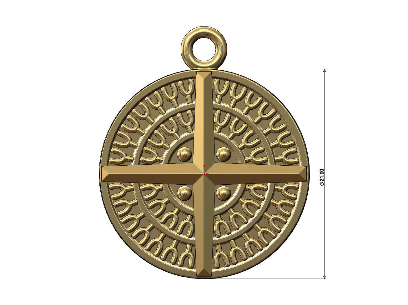 Viking compass pendant and bracelet charm 3D print model_7