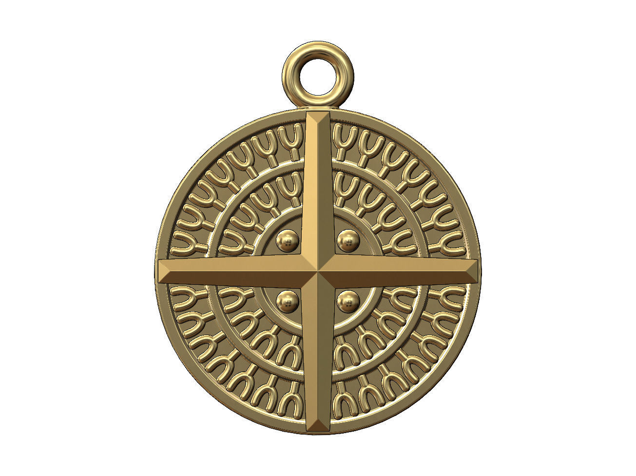 Viking compass pendant and bracelet charm 3D print model_2
