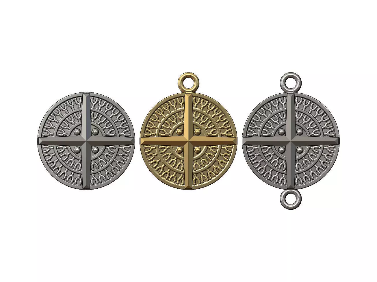Viking compass pendant and bracelet charm 3D print model_0