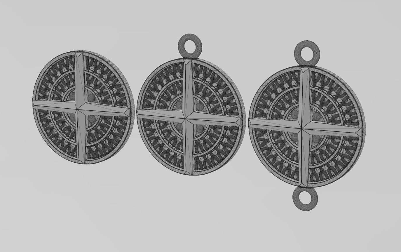 Viking compass pendant and bracelet charm 3D print model_12