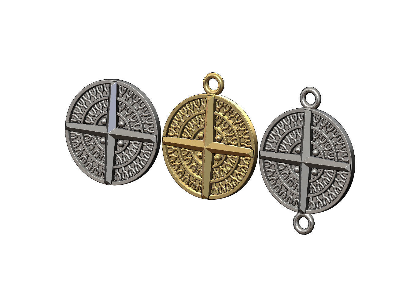 Viking compass pendant and bracelet charm 3D print model_1