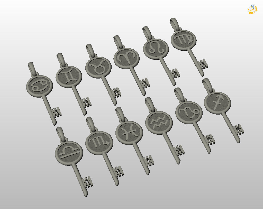 Collection of Zodiac sign pendants 3D print model_31