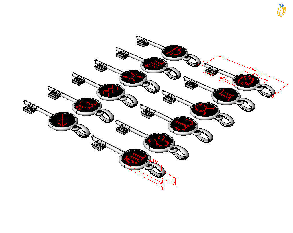 Collection of Zodiac sign pendants 3D print model_41