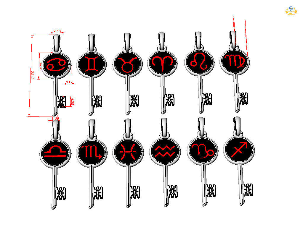 Collection of Zodiac sign pendants 3D print model_37