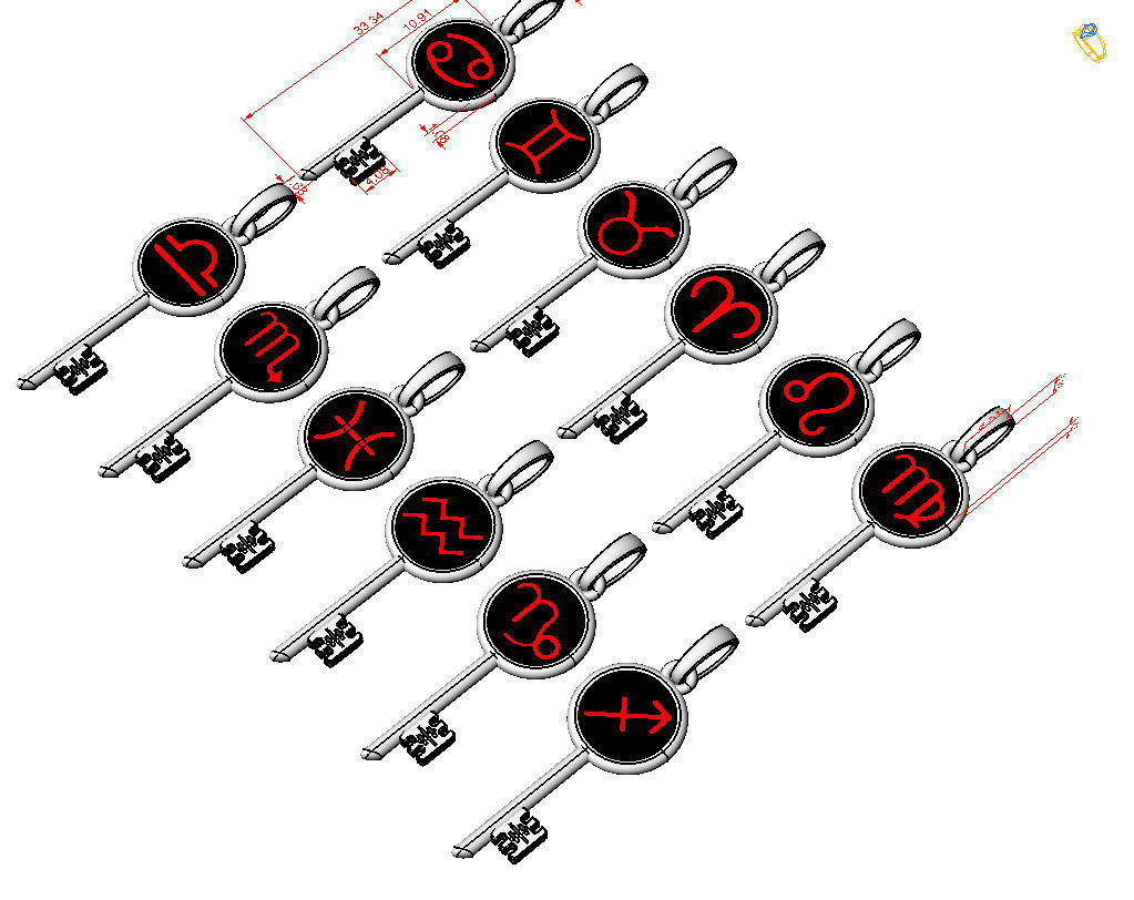 Collection of Zodiac sign pendants 3D print model_39