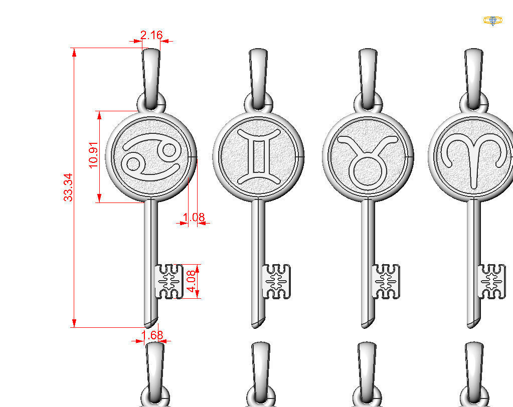 Collection of Zodiac sign pendants 3D print model_2