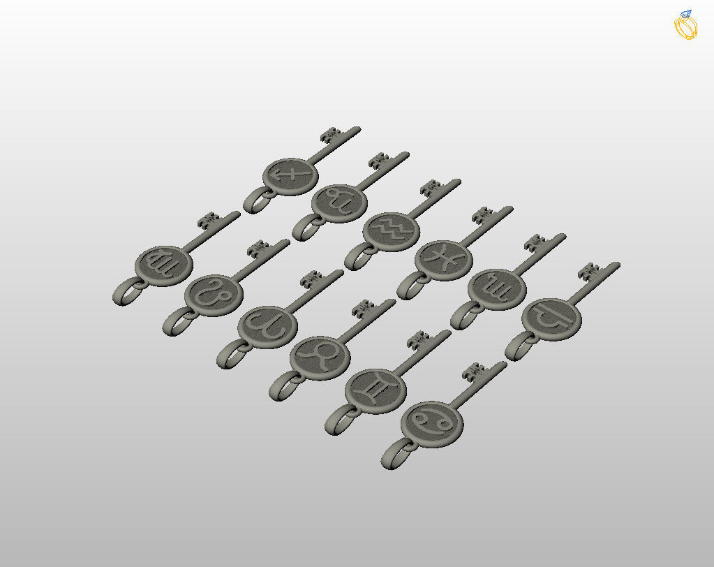 Collection of Zodiac sign pendants 3D print model_28