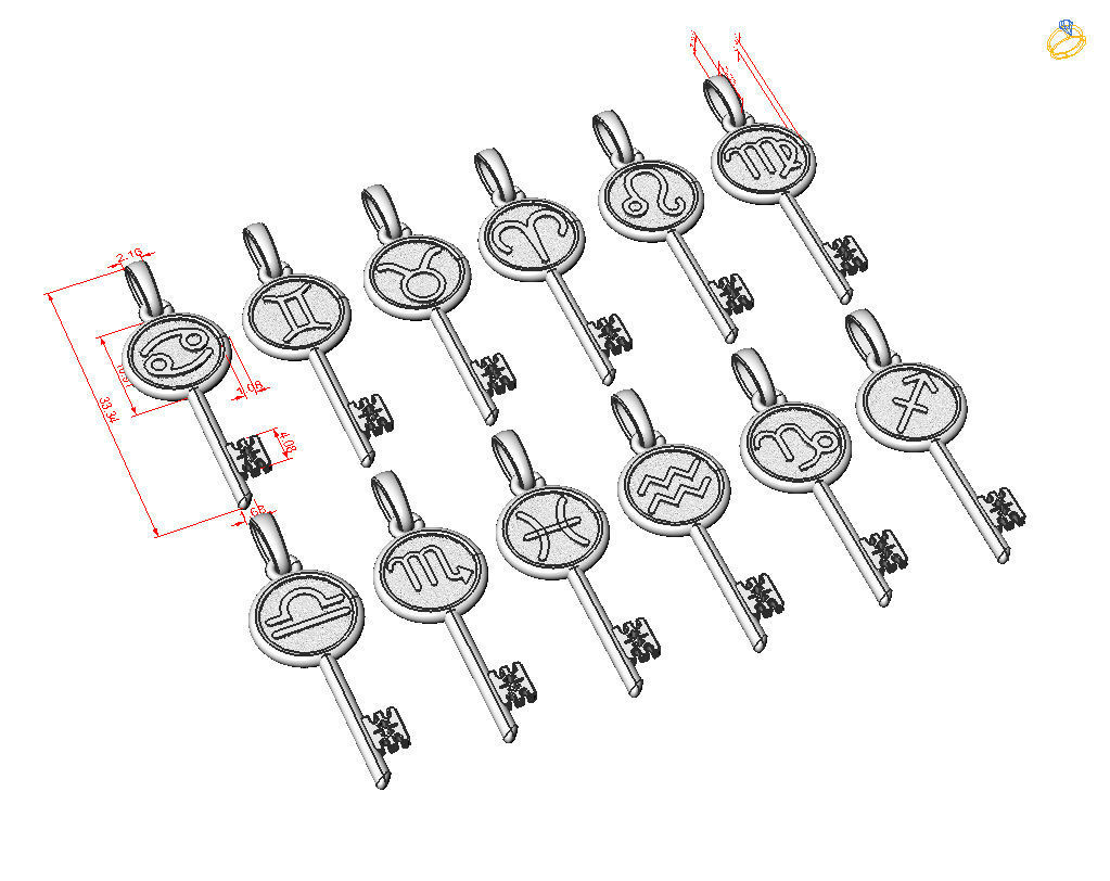 Collection of Zodiac sign pendants 3D print model_46