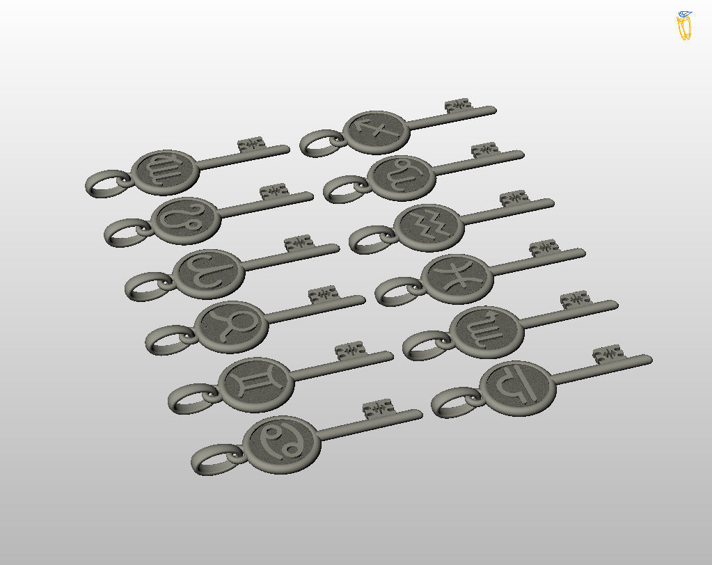 Collection of Zodiac sign pendants 3D print model_29
