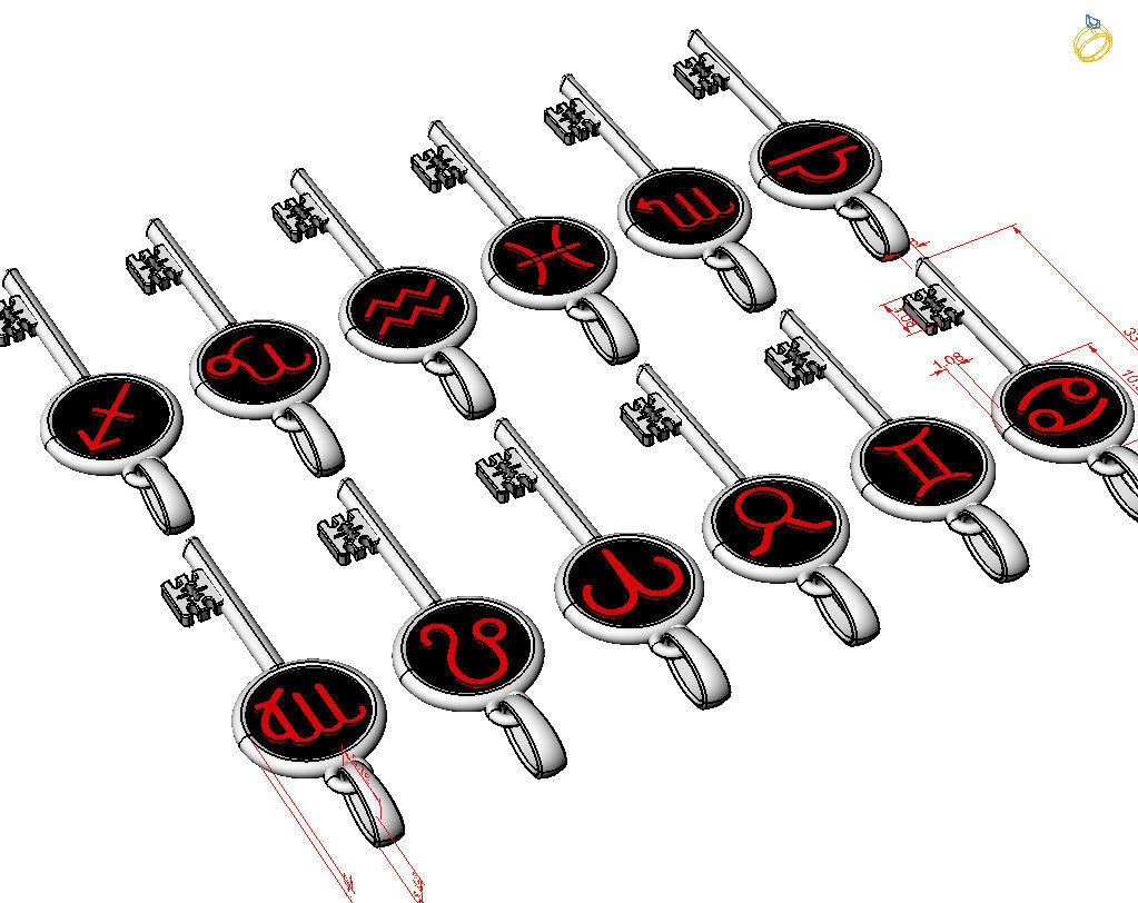 Collection of Zodiac sign pendants 3D print model_42