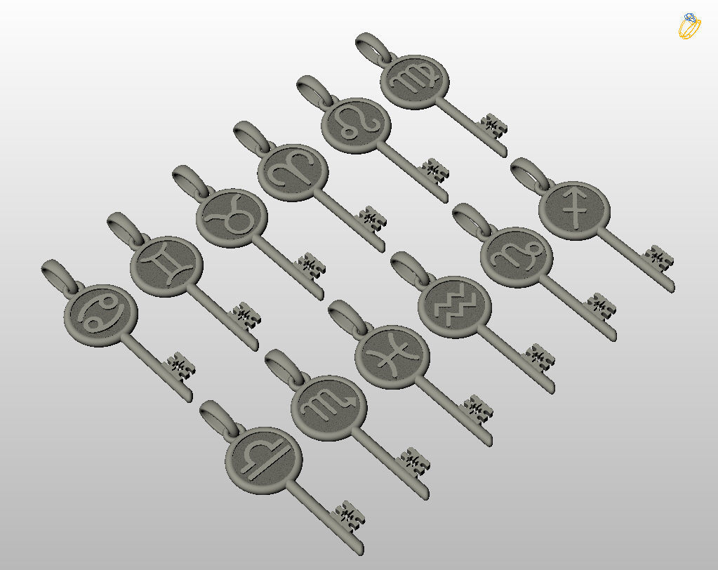 Collection of Zodiac sign pendants 3D print model_32