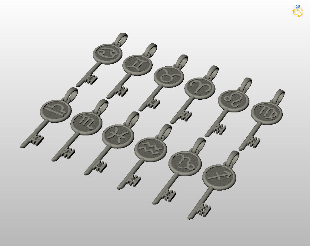 Collection of Zodiac sign pendants 3D print model_34