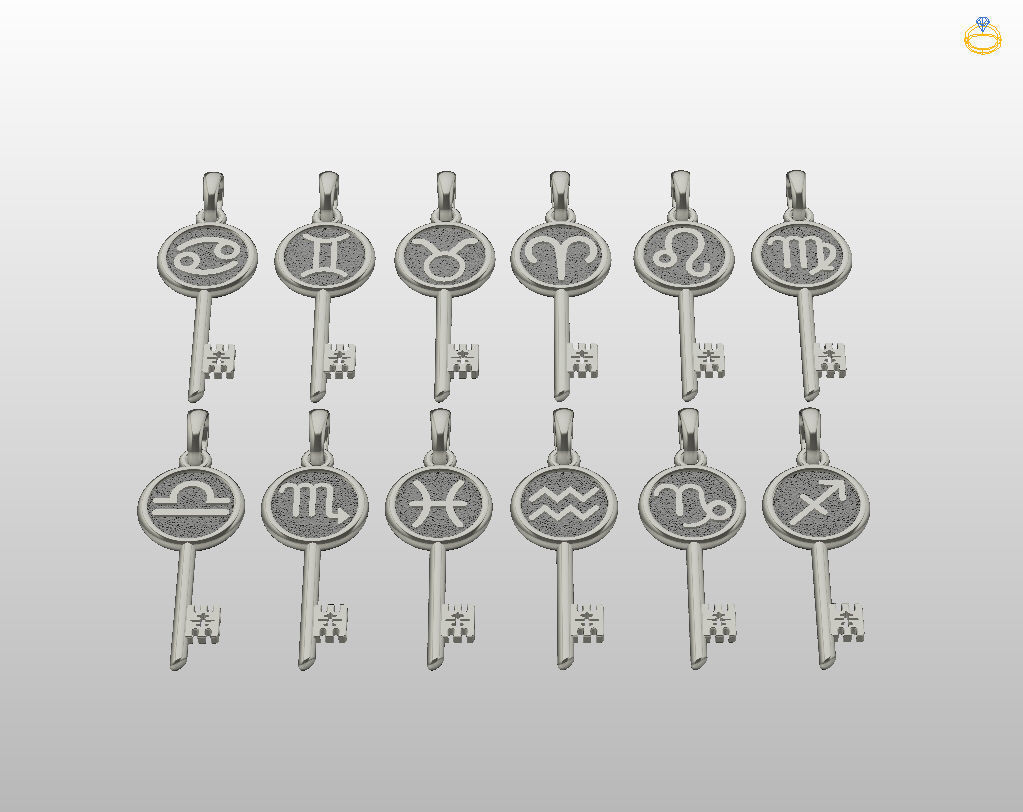 Collection of Zodiac sign pendants 3D print model_9