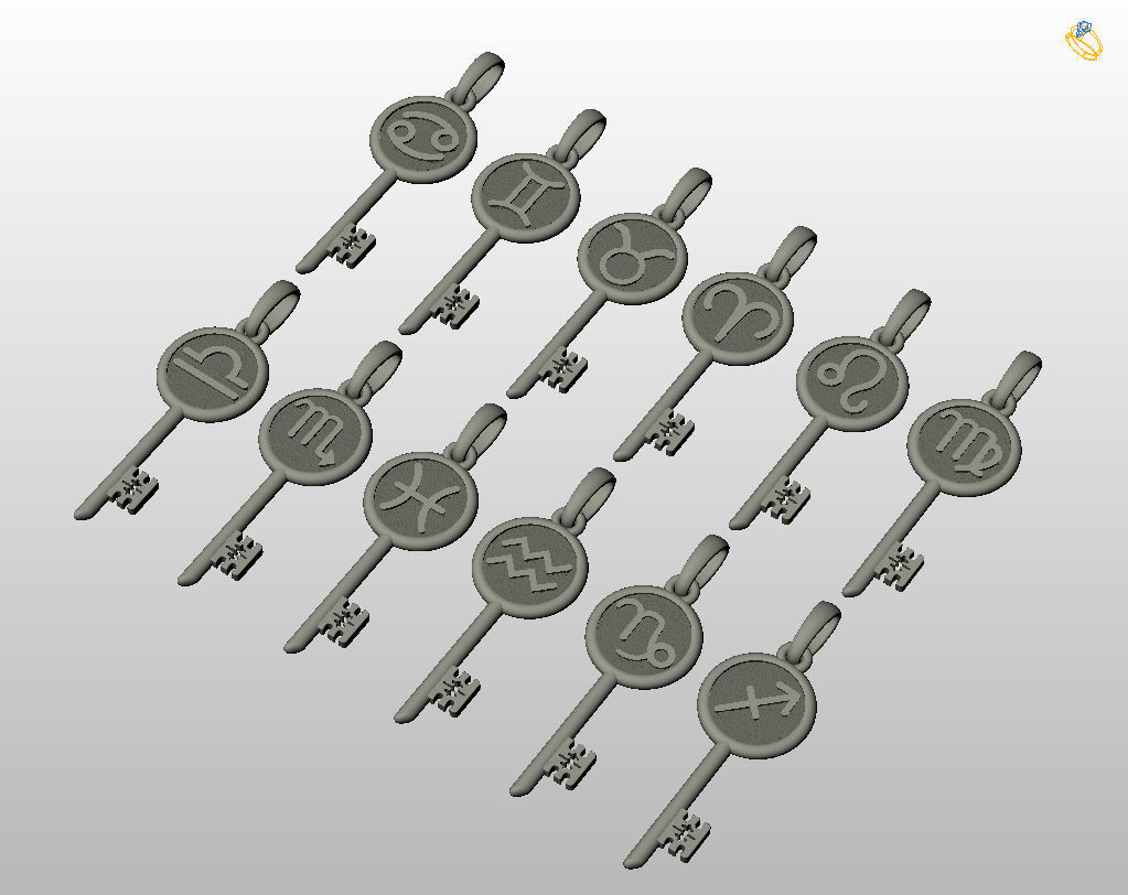 Collection of Zodiac sign pendants 3D print model_20